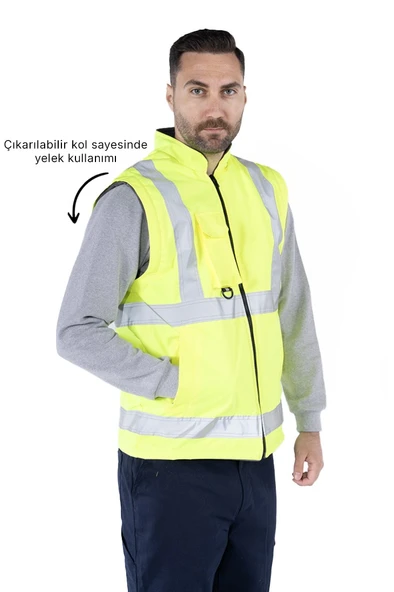 5+1 Reflektörlü Kaban Hi-Vis Kışlık - Resim 3