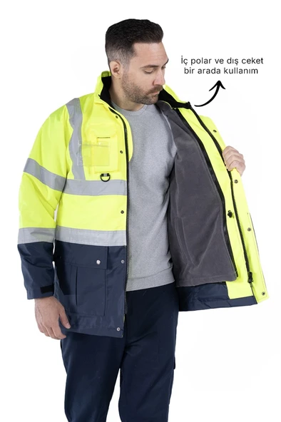 5+1 Reflektörlü Kaban Hi-Vis Kışlık - Resim 2