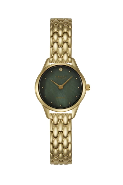 Obaku Denmark V297SXGESG Quartz Altın Rengi Yeşil Sedef Kadran Safir Cam 24 mm Kadın Kol Saati ürün görseli 1