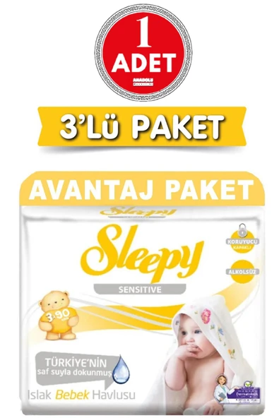 Sleepy 3'lü Sensitive Islak Havlu 90 Lı ürün görseli 1