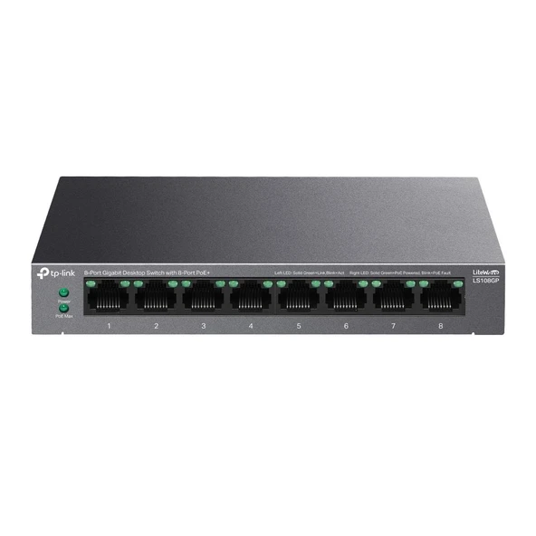 Tp-Link LS108GP 10/100/1000 Mbps 8 Port Poe+ Switch Metal Kasa ürün görseli 1