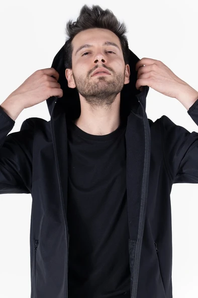 Kapüşonlu Softshell Mont - Resim 5