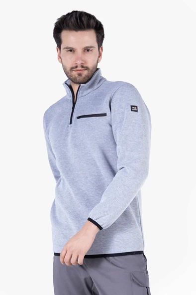 Fermuarlı Sweatshirt 3 İplik Şardonlu Dik Yakalı ürün görseli 1