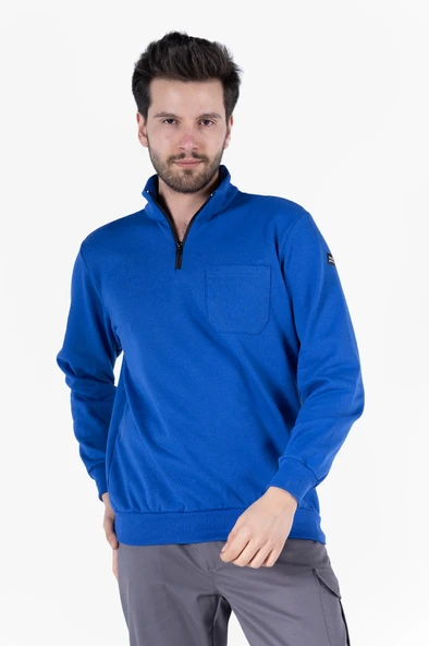 Fermuarlı Sweatshirt 2 İplik Dik Yakalı Şardonlu ürün görseli 1