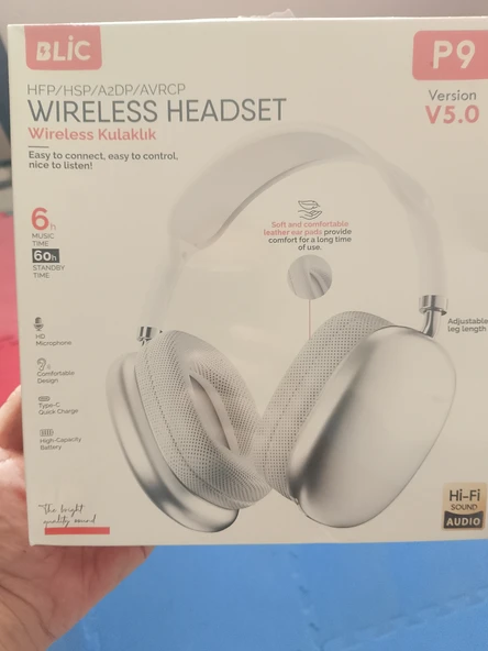 Blic P9 Kablosuz 5.0 v Bluetooth Kulaklık Yüksek Ses Kalitesiyle kulaklık ürün görseli 1