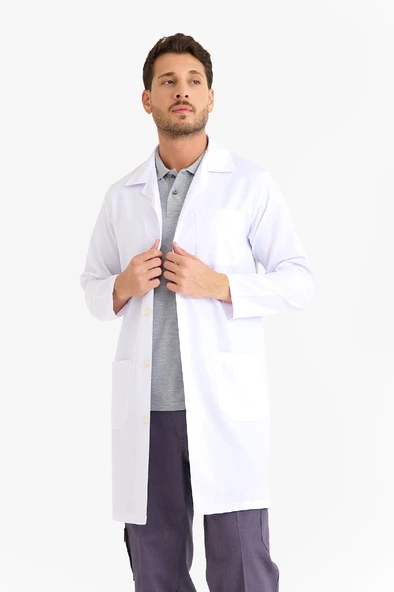 Beyaz Öğretmen Önlüğü Erkek - Resim 2