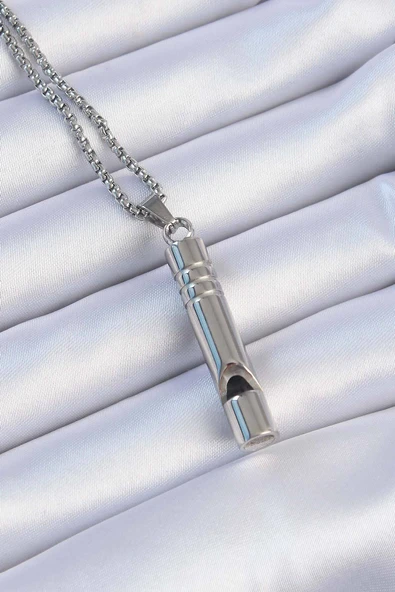 Acil Durum Düdüğü 316L Çelik Kararma Yapmaz Yüksek Desibel Kolye Unisex ürün görseli 1