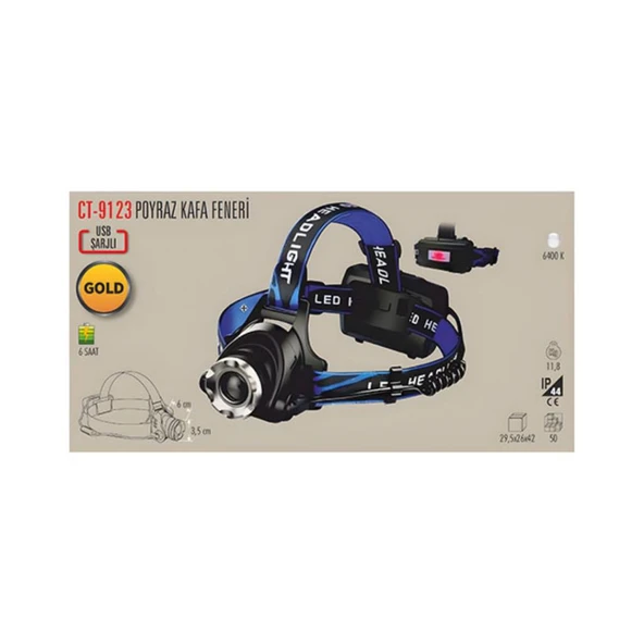 Cata CT-9123 Poyraz Kafa Lambası Şarjlı Lamba - Resim 2