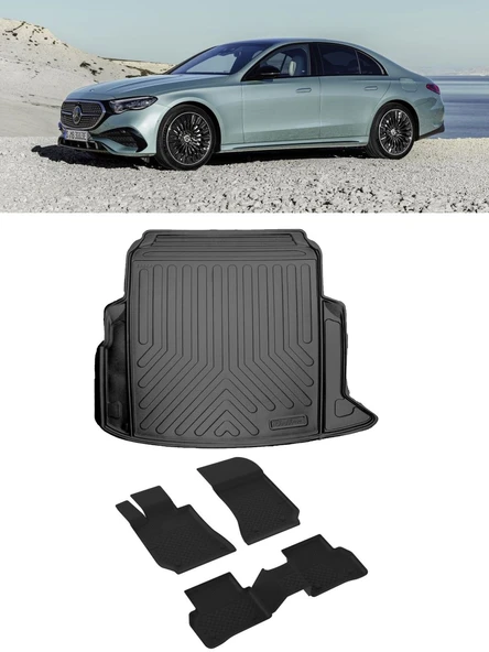 Sahler Mercedes E Seri W214 2023 ve Sonrası 4.5D Paspas 3D Rizline Bagaj Havuzu Set ürün görseli 1