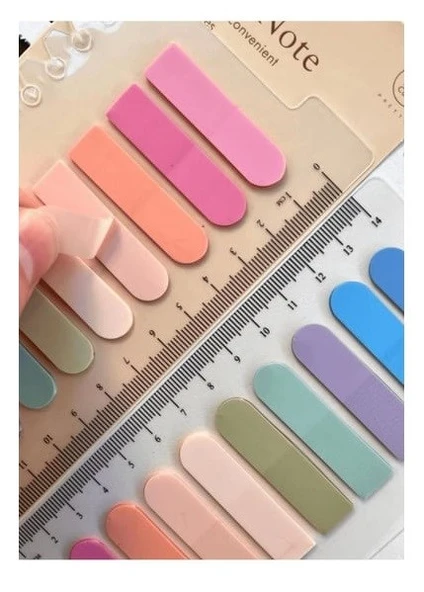 Hayal sepeti 10 Renkli Cetvelli MAVİ PEMBE  tonları Şeffaf Pet Indeks / Index Sticker / Postit / Post-it ürün görseli 1
