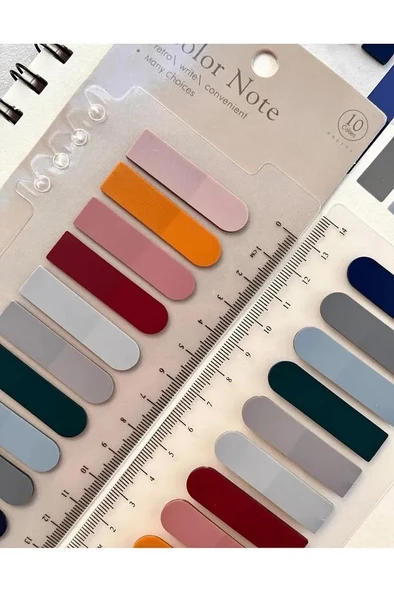 Hayal sepeti 10 Renkli Cetvelli pastel tonları Şeffaf Pet Indeks / Index Sticker / Postit / Post-it ürün görseli 1