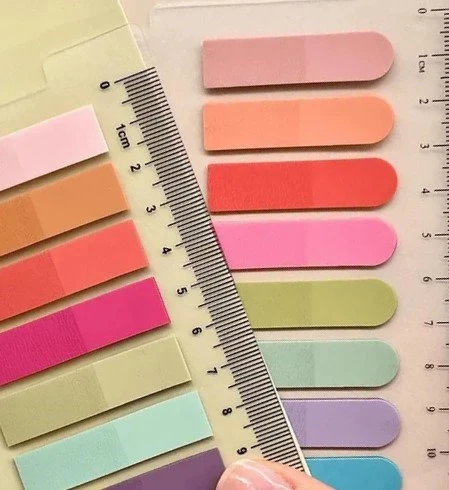 Hayal sepeti 10 Renkli Cetvelli somon laci  tonları Şeffaf Pet Indeks / Index Sticker / Postit / Post-it ürün görseli 1