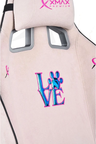 XMAX / Rio Plus Love Açık Pembe Su İtici Lüks Kadife Şönil Kumaş Oyuncu Koltuğu / 120 KG Taşıma ürün görseli 1