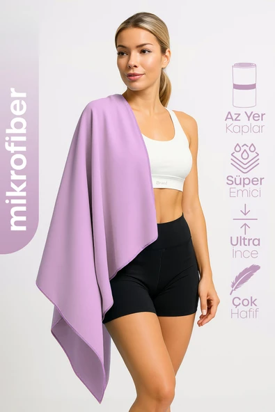 Unisex Mikrofiber Plaj Havlusu 80x130 cm Yumuşak Dokulu Deniz Banyo Sporcu Havlusu Large Boy Mor ürün görseli 1