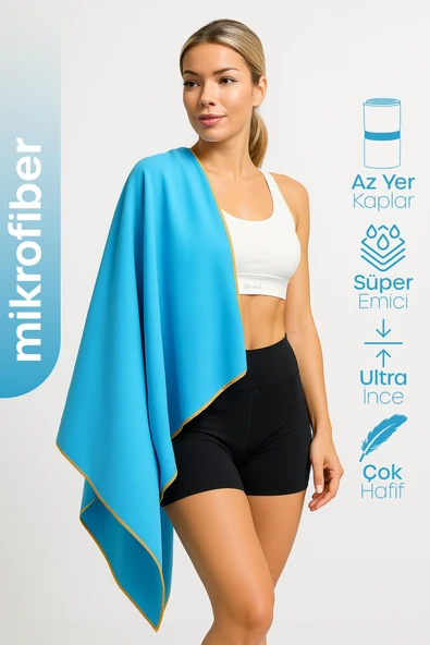 Unisex Mikrofiber Plaj Havlusu 80x130 cm Yumuşak Dokulu Deniz Banyo Sporcu Havlusu Large Boy Turkuaz ürün görseli 1