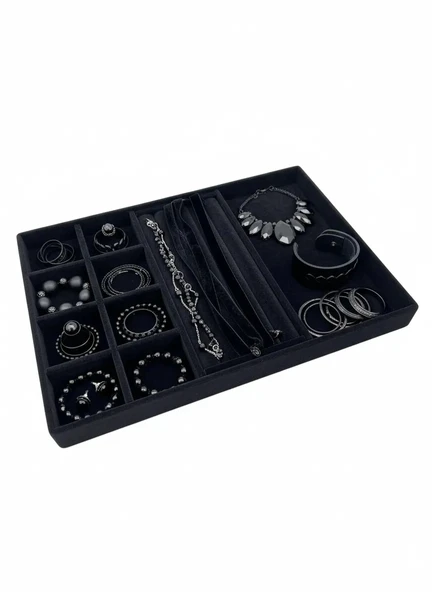 Lizbon Model Süet Kumaş Siyah Renk 24/34 Cm Takı Sergileme Standı ürün görseli 1