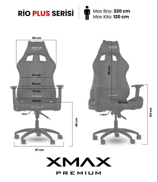 PTTAVM: Gri Oyuncu Koltuğu XMAX Rio Plus Bilgisayar Sandalyesi