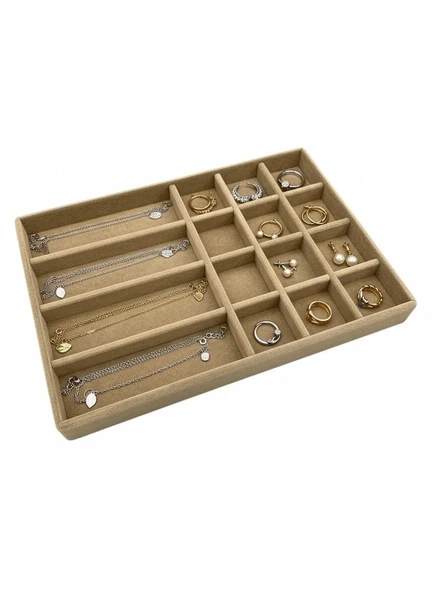 Paris Model Süet Kumaş Sütlü Kahve Renk 24/34 Cm Takı Sergileme Standı ürün görseli 1