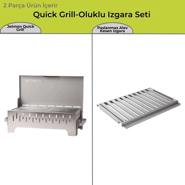 Jetmen Quick Grill Mangal + Oluklu Izgara Seti ürün görseli 1