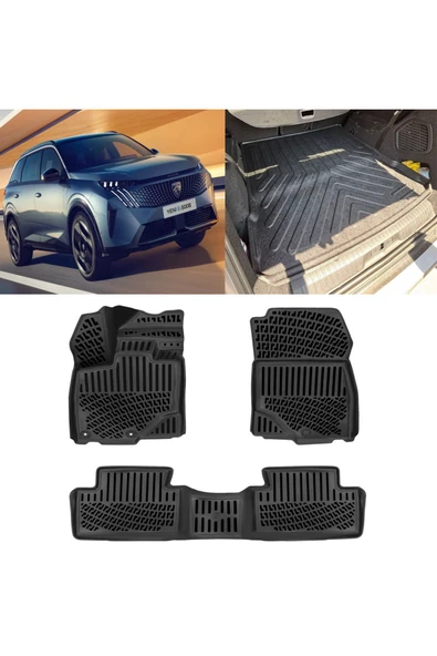 Rizline Peugeot 5008 Elektrikli 2024 Sonrası 3D Paspas ve Bagaj Havuzu Set ürün görseli 1