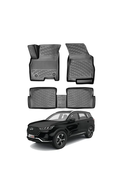 Rizline Chery Tiggo 7 Pro 3D Siyah Kauçuk Araca Özel Havuzlu Paspas ürün görseli 1