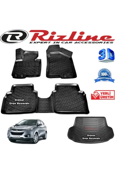 Rizline Hyundai Ix35 3d Paspas + 3d Bagaj Havuzu 2010-2015 Arası Siyah Set ürün görseli 1