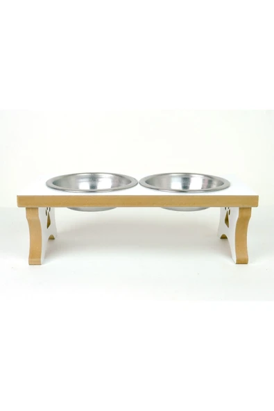 RealWood Ahşap Çelik Kaseli Kedi- Köpek Mama Ve Su Kabı Stantı-2*350 Ml. ürün görseli 1