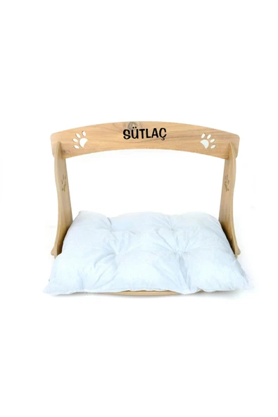 RealWood Özel Isim Baskılı , Ahşap, Pufidik Minderli, Çengelli Kalorifer Peteği / Duvar Askılı Kedi Yatağı ürün görseli 1