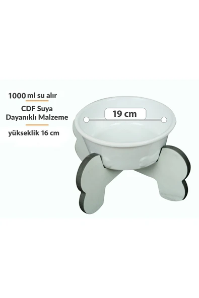 RealWood Suya Dayanıklı Seramik Kaseli Ahşap Ayaklı Tekli Orta/büyük Irk Köpek Mama/su Stantı-1000 Ml. ürün görseli 1
