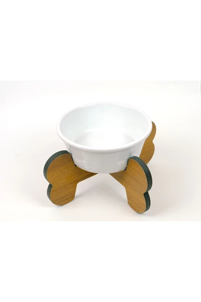 RealWood Suya Dayanıklı, Ahşap,Tekli,Seramik Kaseli Kedi-Küçük Irk Köpek Mama ve Su Kabı Stantı- 400 ml. ürün görseli 1
