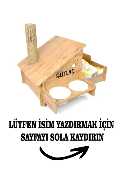 RealWood Ahşap, Seramik Kaseli , Tırmalama Çubuklu Açık-kapalı Kedi Ve Köpek Evi 4 In 1- Beyaz ürün görseli 1