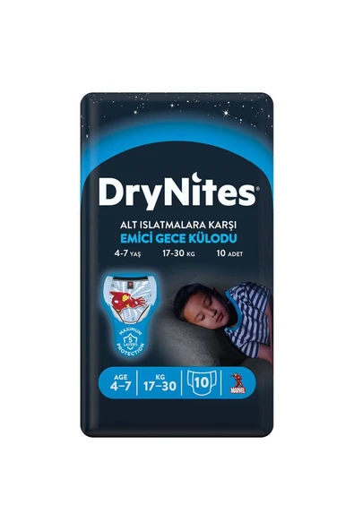 Drynites Emici Gece Külot Bez Erkek 4-7 Yaş 10 Lu 1 Paket ürün görseli 1
