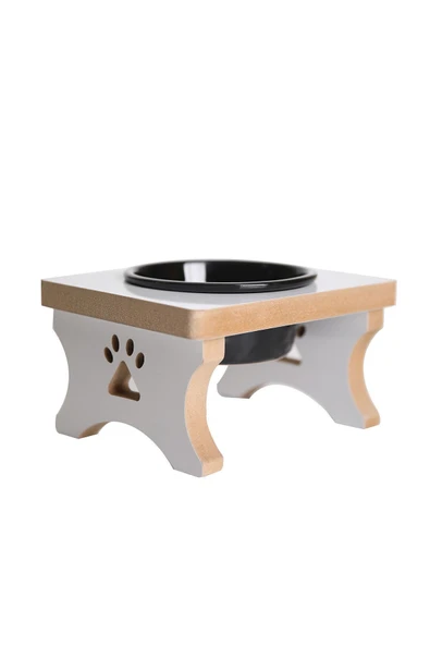 RealWood Ahşap Kaseli Tekli Kedi-köpek Küçük Irk Su-mama Standı ürün görseli 1