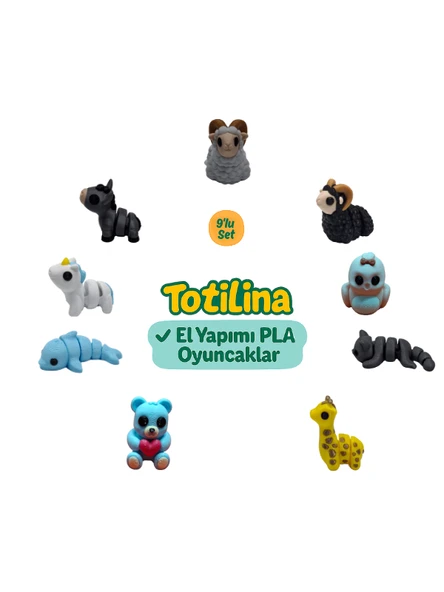 10'lu set (koç kuş kedi zürafa ayı yunus unicorn eşek…) ürün görseli 1