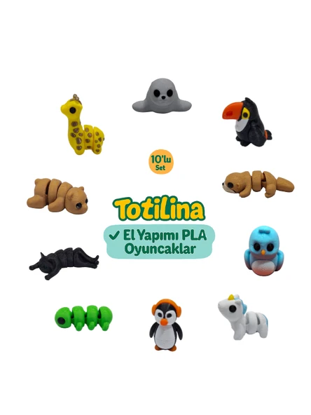 10'lu set (Fok Tukan kuşu Su samuru Kuş Unicorn Penguen Tırtıl…) ürün görseli 1