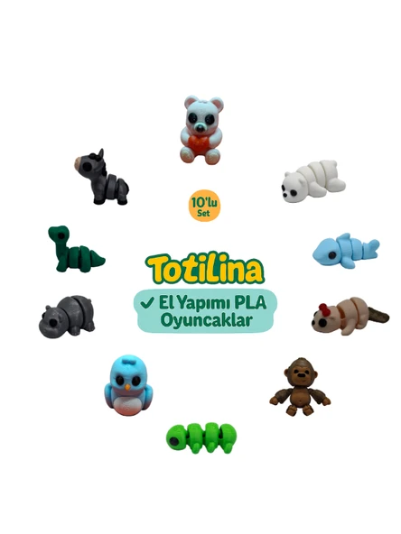 10'lu set (ayı köpek balığı su samuru goril tırtıl kuş hipopotam…) ürün görseli 1