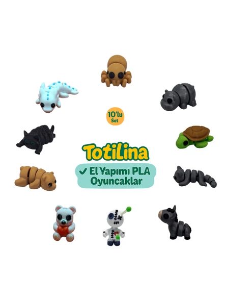 10'lu set (Örümcek Hipopotam Kaplumbağa Kedi Eşek Voodoo Ayı…) ürün görseli 1
