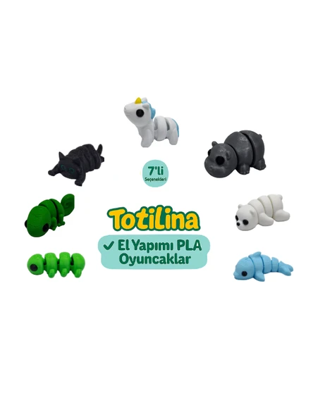 7'li set (Unicorn Hipopotam Ayı Yunus Tırtıl Bukalemun Kedi…) ürün görseli 1