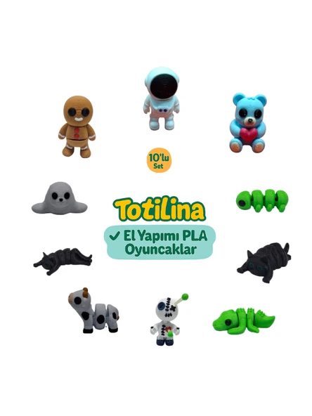 10'lu set (Astranot Ayı Tırtıl Kedi Timsah Voodoo İnek Kedi Fok…) ürün görseli 1