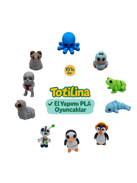 10'lu set (ahtapot kuş kurbağa yunus penguen voodoo koyu…) ürün görseli 1