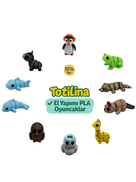 10'lu set (penguen kurbağa köpek su samuru zürafa kuş baykuş…) ürün görseli 1