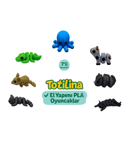 7'li set (Ahtapot İnek Gergedan Kedi Kedi Fare Timsah…) ürün görseli 1