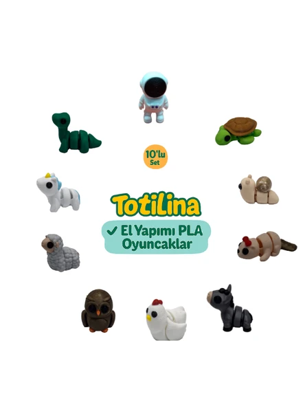 10'lu set (astronot kaplumbağa salyangoz su samuru eşek…) ürün görseli 1