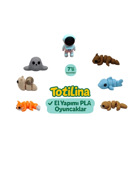 7'li set (astronot ejderha köpek balığı su samuru tilki salyangoz…) ürün görseli 1