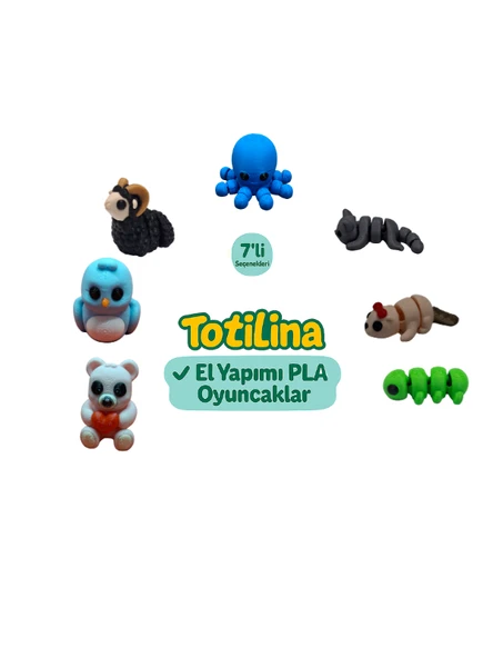 7'li set (ahtapot kedi su samuru tırtıl ayı kuş koç…) ürün görseli 1