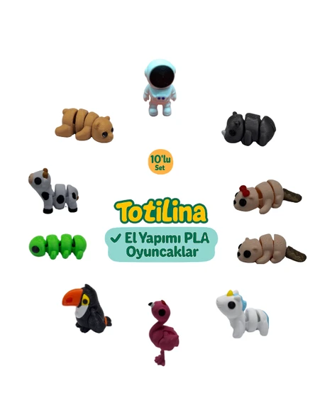 10'lu set (Astronot Gergedan Su samuru Unicorn Flamingo Tukan kuşu…) ürün görseli 1