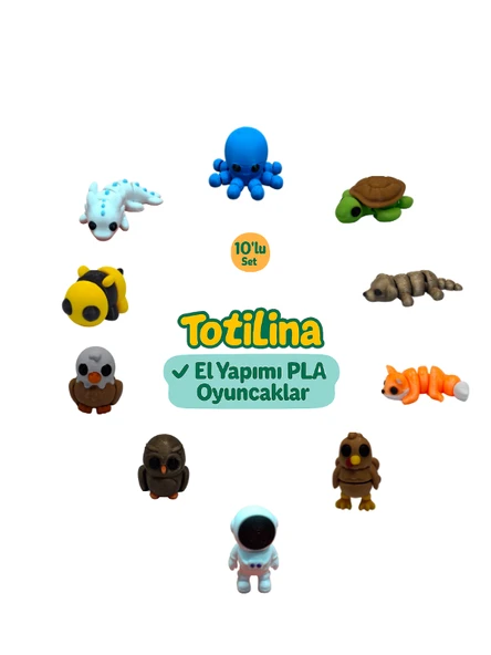 10'lu set (ahtapot kaplumbağa köpek tilki hindi astronot baykuş…) ürün görseli 1