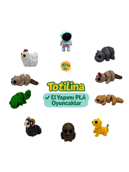 10'lu set (Astronot Hipopotam Su samuru Puma Baykuş koç…) ürün görseli 1