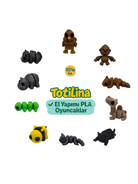 10'lu set (Hindi Goril Ejderha Deve Kedi Arı Tırtıl Hipopotam…) ürün görseli 1
