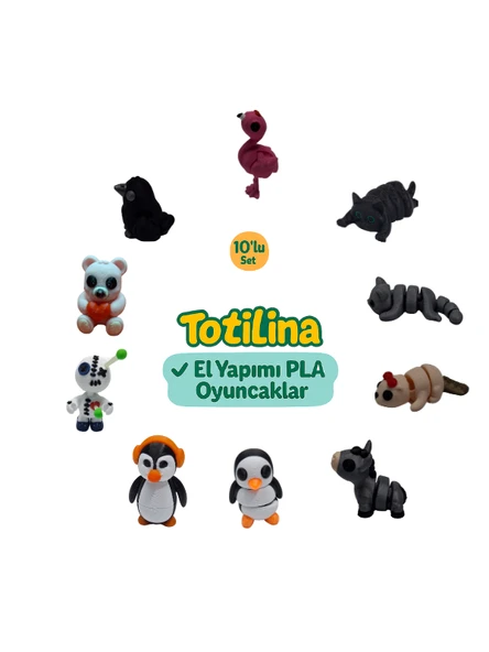 10'lu set (flamingo kedi su samuru eşek penguen voodoo ayı karga…) ürün görseli 1